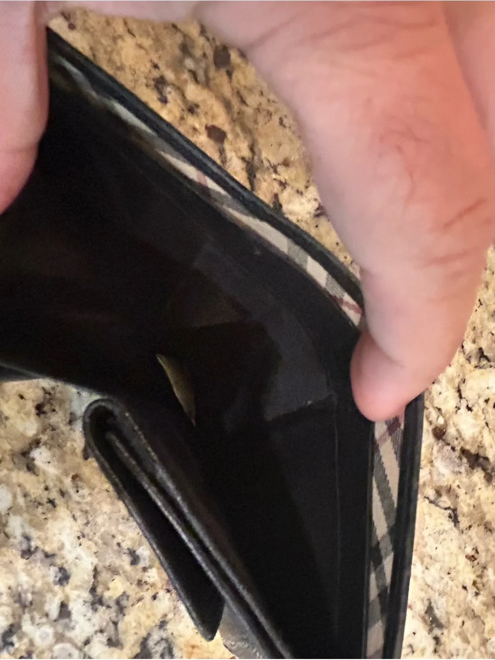 Burberry Men's Black Pebbled Leather Bifold Wallet